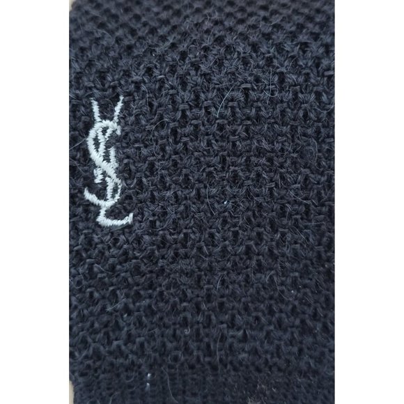 YVES SAINT LAURENT Solid Brown With Logo Wool Blend Slim Tie ITALY 53"/ 2" EX CO - Picture 4 of 7